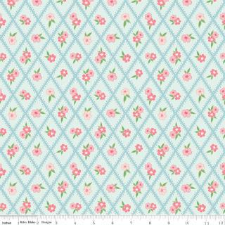 Correspondence 5" Stacker, Riley Blake 5-17560-42, 5" Precut Blue Green Pink Floral Fabric Squares, Beverly McCullough