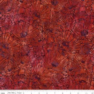 Expressions Batiks Poppy Seeds 5" Stacker, Riley Blake 5-23595-42, 5" Precut Pink Orange Teal Brown Batik Fabric Squares