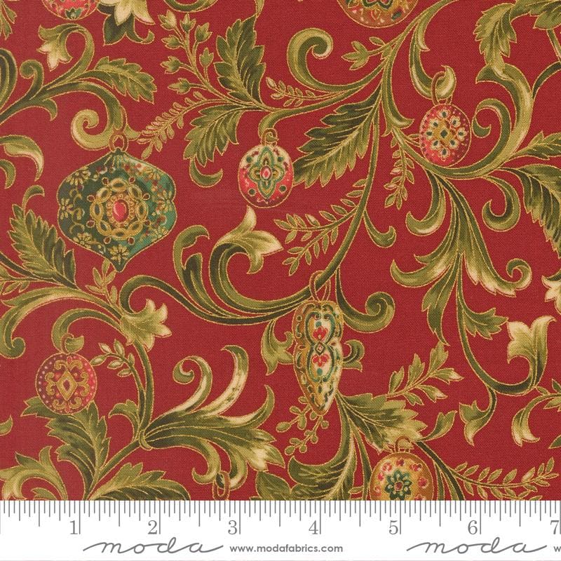 Merry Manor 2025 Metallic 5" Charm Pack, Moda 33860PPM, 5" Precut Traditional Christmas Xmas Charm Pack Fabric Squares