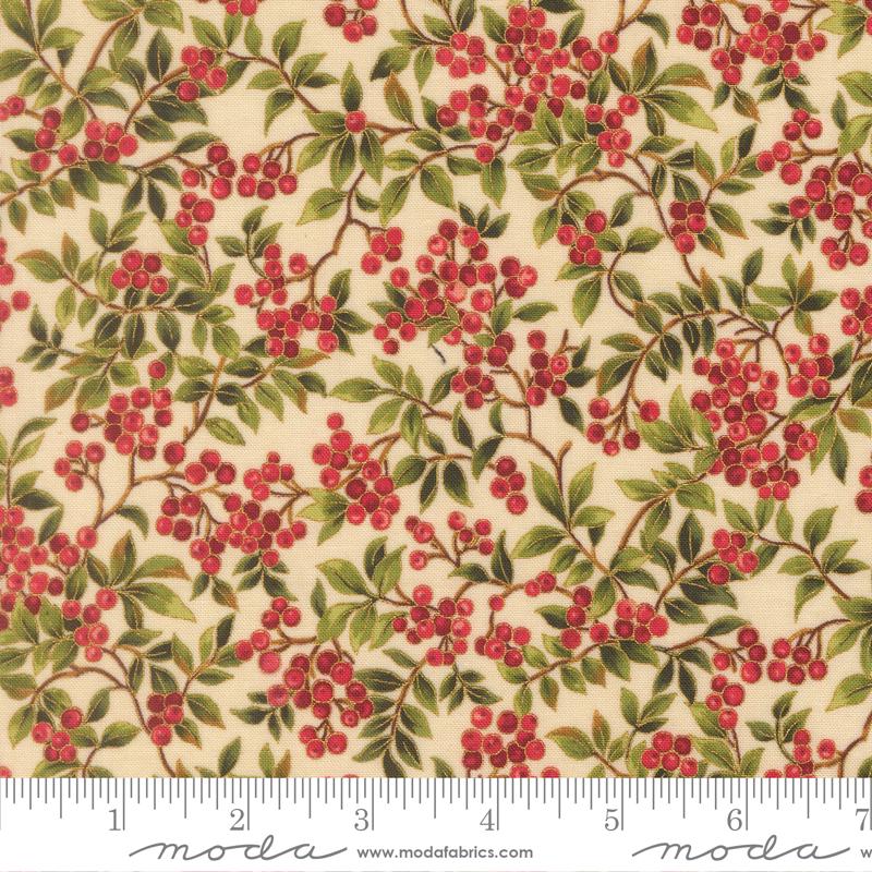 Merry Manor 2025 Metallic 5" Charm Pack, Moda 33860PPM, 5" Precut Traditional Christmas Xmas Charm Pack Fabric Squares