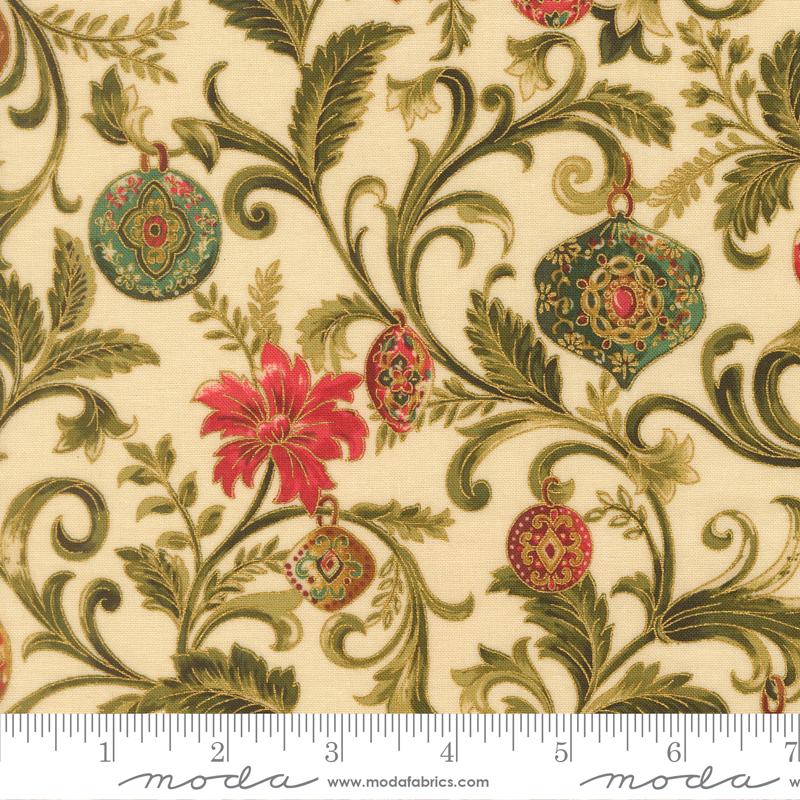 Merry Manor Metallic 2.5" Jelly Roll, Moda 33860JRM, 2.5" Precut Gold Metallic Traditional Christmas Xmas Jelly Roll Fabric Strips