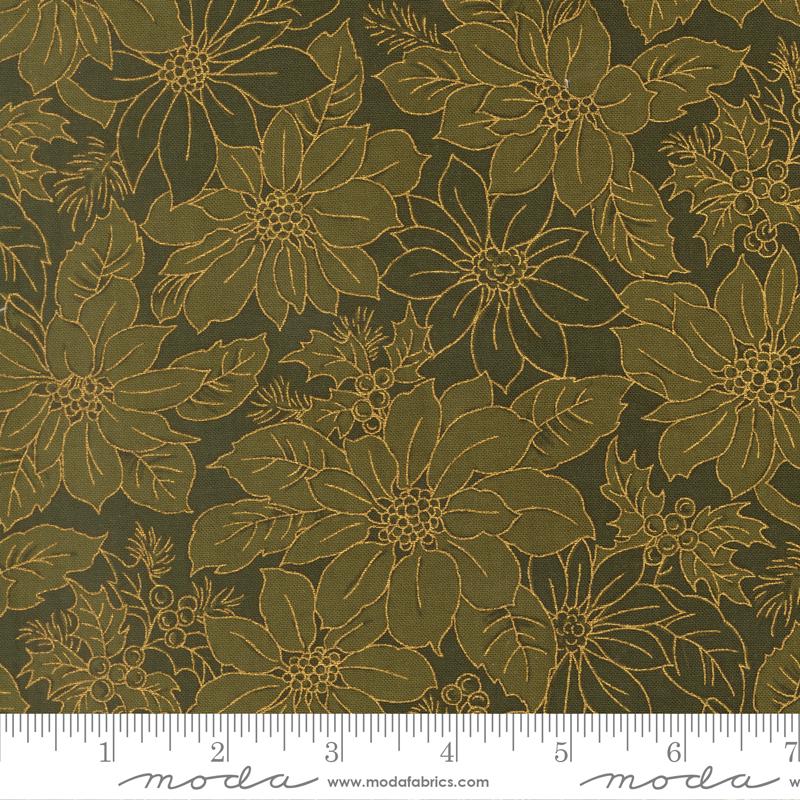Merry Manor Metallic 2.5" Jelly Roll, Moda 33860JRM, 2.5" Precut Gold Metallic Traditional Christmas Xmas Jelly Roll Fabric Strips
