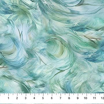 Raven's Call - Teal Swirl Texture Blender Fabric, Northcott DP28952-64 Light Teal, Blue Green Halloween Blender Fabric, By the Yard