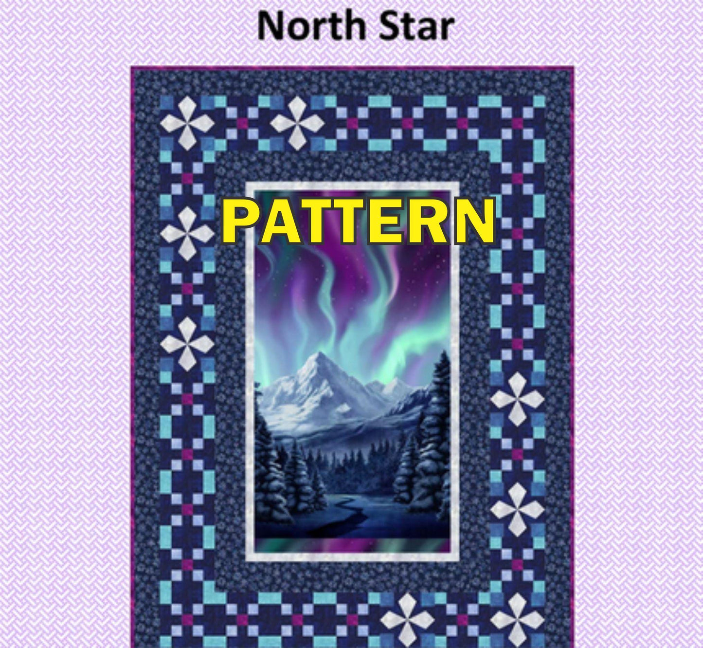 North Star Panel Frame Quilt PATTERN, Tourmaline and Thyme TTQ536 PTN3236, Panel Friendly Star Border Lap Throw Quilt Pattern, Laureen Smith