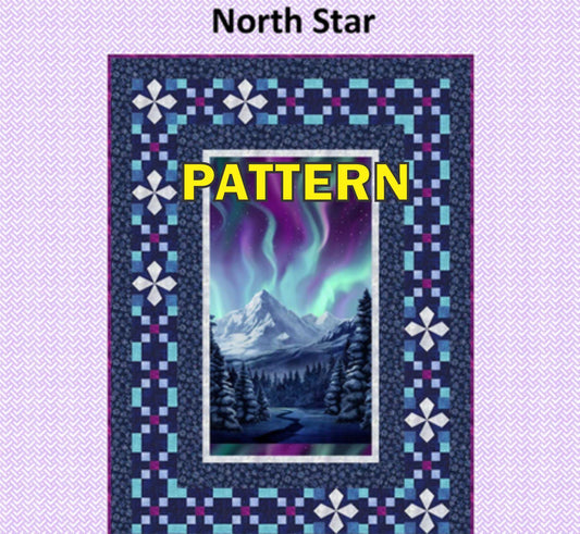 North Star Panel Frame Quilt PATTERN, Tourmaline and Thyme TTQ536 PTN3236, Panel Friendly Star Border Lap Throw Quilt Pattern, Laureen Smith