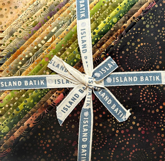 Dotmania Stack, Island Batik, 10" Precut Green Brown Beige Batik Layer Cake Fabric Squares
