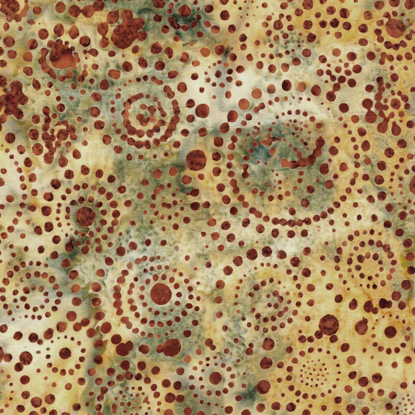 Dotmania Stack, Island Batik, 10" Precut Green Brown Beige Batik Layer Cake Fabric Squares
