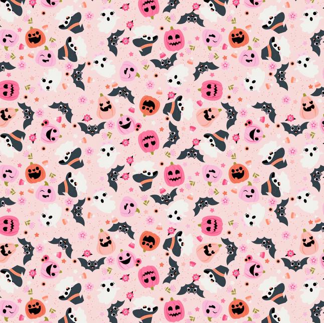 Not Scary Halloween 5" Charm Squares, Poppie Cotton NT26520, 5" Precut Pink Orange Black Green White Halloween Fabric Squares