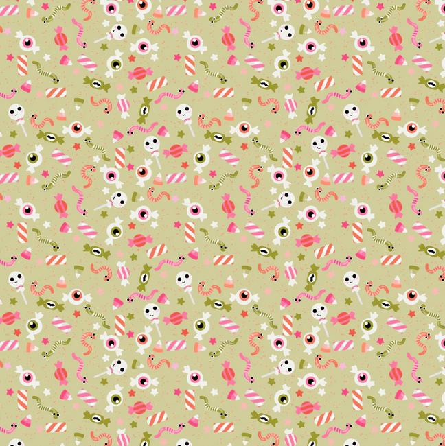 Not Scary Halloween 5" Charm Squares, Poppie Cotton NT26520, 5" Precut Pink Orange Black Green White Halloween Fabric Squares