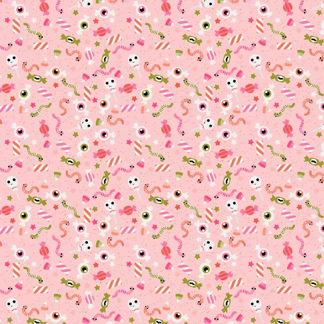 Not Scary Halloween 5" Charm Squares, Poppie Cotton NT26520, 5" Precut Pink Orange Black Green White Halloween Fabric Squares