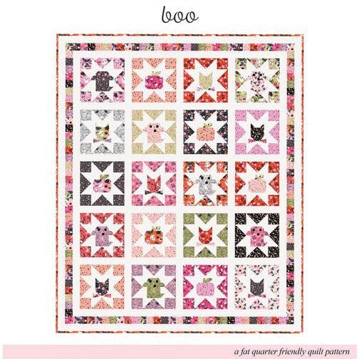 Boo Quilt Pattern, Poppie Cotton NSP25171, Fat Quarter FQ Friendly Halloween Stars Sampler Throw Quilt Pattern