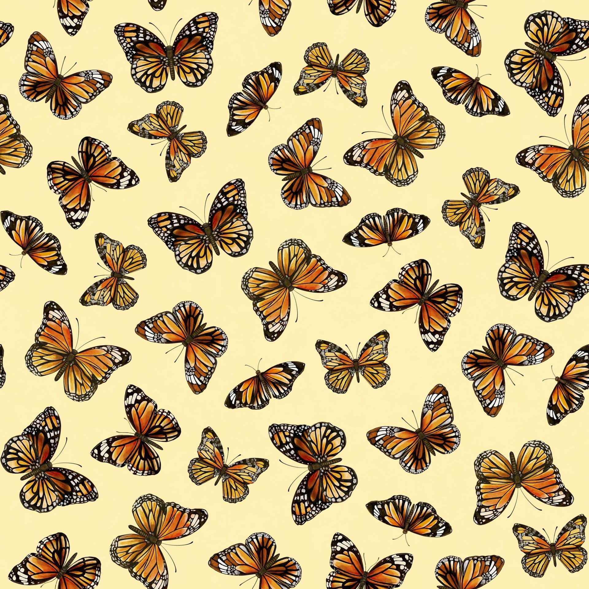 Monarch Meadow 5" Charm Squares, White Owl Fabrics MONARCHMEADOW-05, 5" Precut Monarch Butterfly Butterflies Floral Quilt Fabric Squares