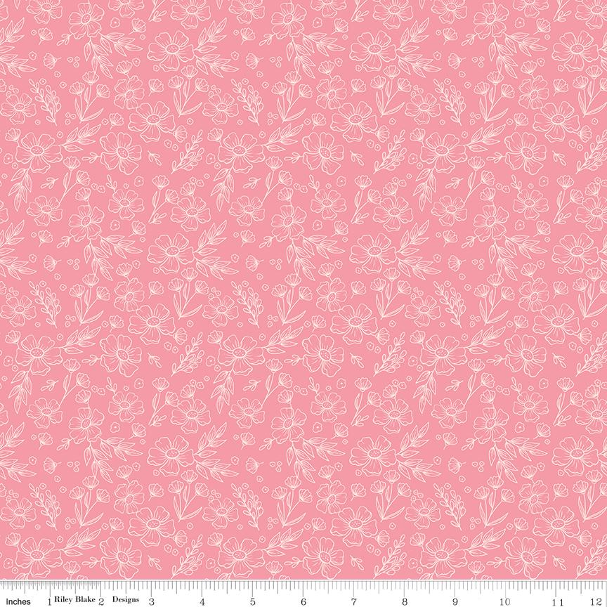 Sweet Pink Rolie Polie, Riley Blake RP-17410-40, 2.5" Precut Pink Cream Floral Fabric Strips, My Mind's Eye