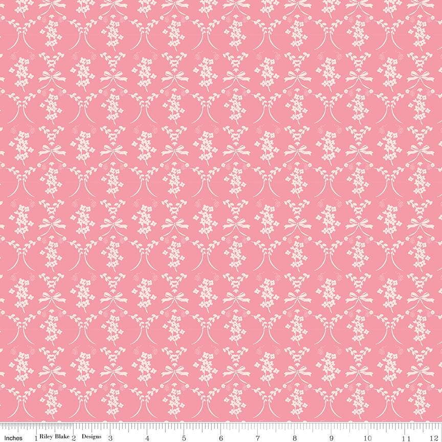 Sweet Pink Rolie Polie, Riley Blake RP-17410-40, 2.5" Precut Pink Cream Floral Fabric Strips, My Mind's Eye