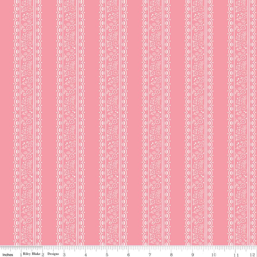 Sweet Pink Rolie Polie, Riley Blake RP-17410-40, 2.5" Precut Pink Cream Floral Fabric Strips, My Mind's Eye