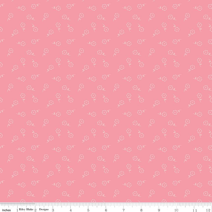Sweet Pink Rolie Polie, Riley Blake RP-17410-40, 2.5" Precut Pink Cream Floral Fabric Strips, My Mind's Eye