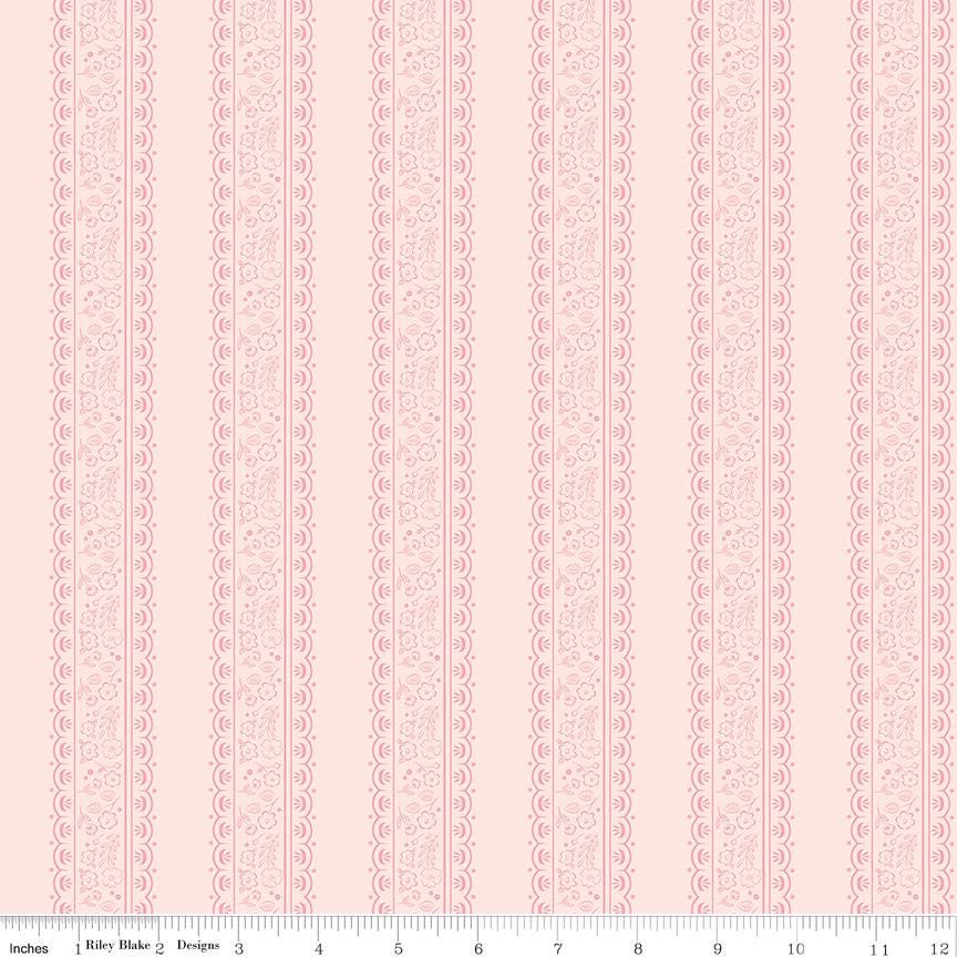 Sweet Pink Rolie Polie, Riley Blake RP-17410-40, 2.5" Precut Pink Cream Floral Fabric Strips, My Mind's Eye