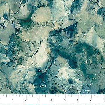 Whisper 10" Tiles, Northcott TWHISPER42-10, 10" Precut Teal Green Cream Floral Dandelions Cotton Quilt Fabric Squares