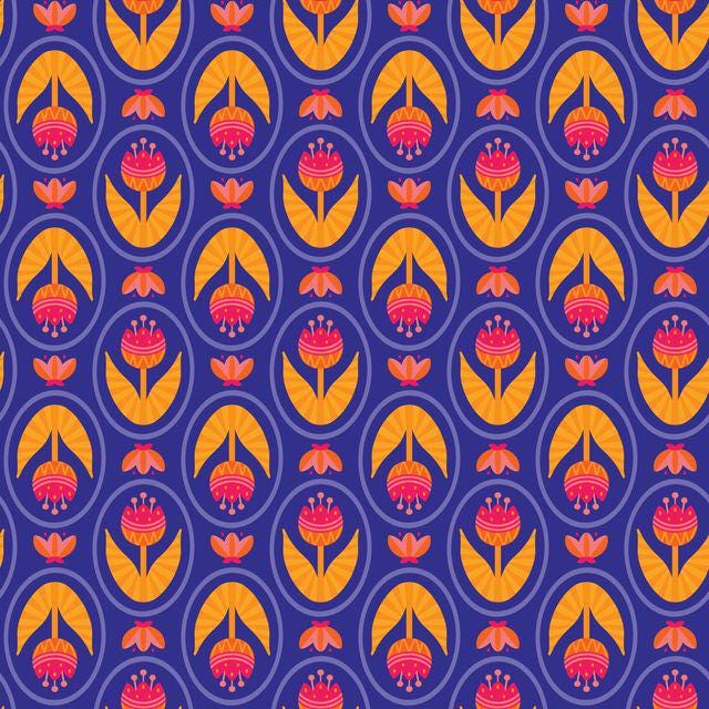 Blooming Garden 5" Fabric Squares, Cloud9 Fabrics 600501-X, 5" Precut Purple Orange Pink Blue Floral Quilt Fabric Squares