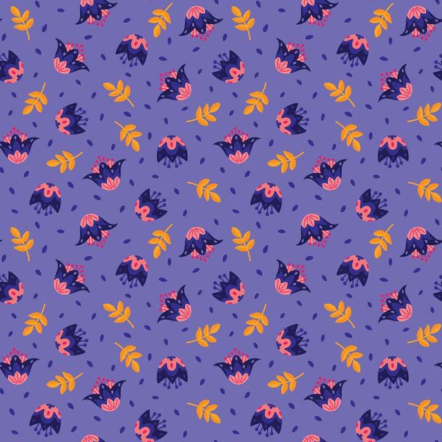 Blooming Garden 5" Fabric Squares, Cloud9 Fabrics 600501-X, 5" Precut Purple Orange Pink Blue Floral Quilt Fabric Squares