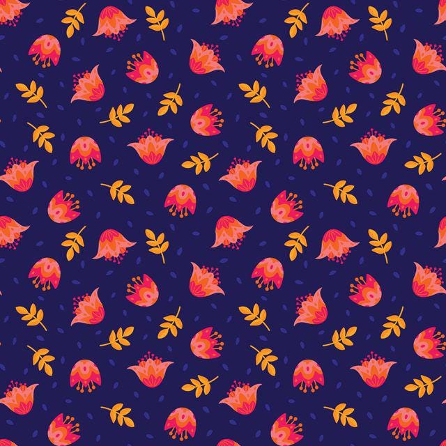 Blooming Garden 5" Fabric Squares, Cloud9 Fabrics 600501-X, 5" Precut Purple Orange Pink Blue Floral Quilt Fabric Squares