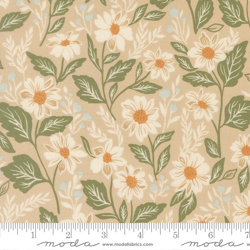 True Love 5" Charm Pack, Moda 5260PP, 5" Precut Blue Green Tan Floral Fabric Squares, Lella Boutique