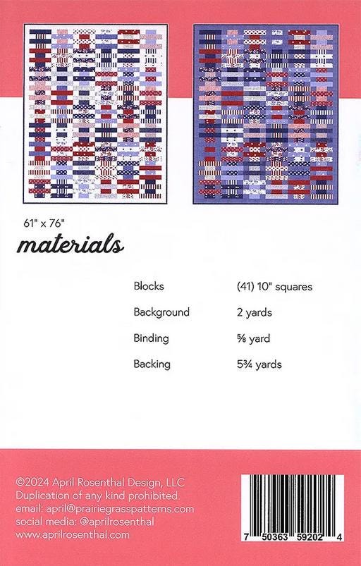 Pioneer Day Quilt Pattern, Prairie Grass Patterns PGP199, Layer Cake 10" Squares Friendly Bars Throw Quilt Pattern