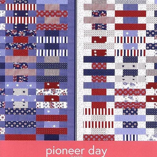 Pioneer Day Quilt Pattern, Prairie Grass Patterns PGP199, Layer Cake 10" Squares Friendly Bars Throw Quilt Pattern