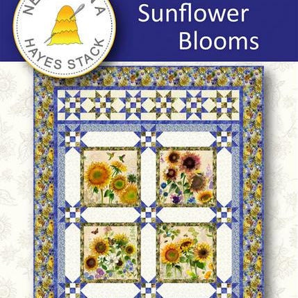 Sunflower Blooms Panel Blocks Quilt PATTERN, Needle in a Hayes Stack NH2536, Fabric Panel Friendly Throw Quilt Pattern
