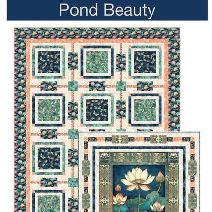 Pond Beauty Panel Frame Quilt PATTERN, Pine Tree Country Quilts PT2220, Fabric Panel Focal Print Friendly Throw Quilt Pattern Two Layouts