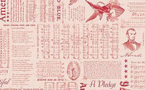 108" Americana - 3 Yard Cut of Patriotic Text on Cream Wide Quilt Back Fabric, Riley Blake 3YD-WB16102-RED, Liberty Red Wide Backing