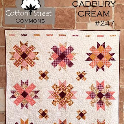 Cadbury Cream Quilt Pattern, Cotton Street Commons CSC247, Fat Quarter FQ Friendly Stars Throw Quilt Pattern