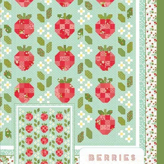 Berries Quilt Pattern, Thimble Blossoms TB3.2, Fat Quarter Friendly Strawberry Strawberries Flower Blossoms Throw Quilt Pattern