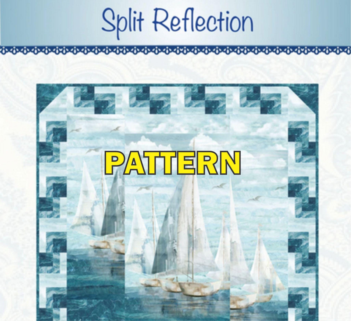 Split Reflection 28" Panel Frame Quilt Pattern, Bound to Be Quilting BTBQ569 PTN3591, Panel Frame Square Lap Throw Quilt Pattern