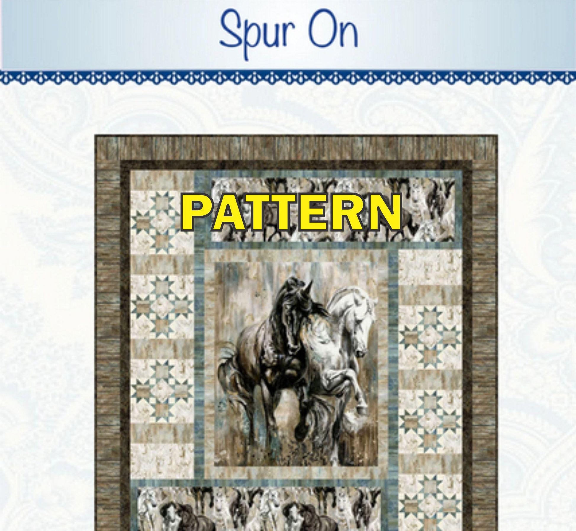 Spur On Panel Frame Quilt Pattern, Bound to Be Quilting BTBQ598 PTN3674, Panel Friendly Star Frame Lap Throw Quilt Pattern