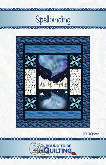Spellbinding Panel Frame Quilt Pattern, Bound to Be Quilting BTBQ583, 24" Panel Friendly Star Frame Lap Throw Quilt Pattern