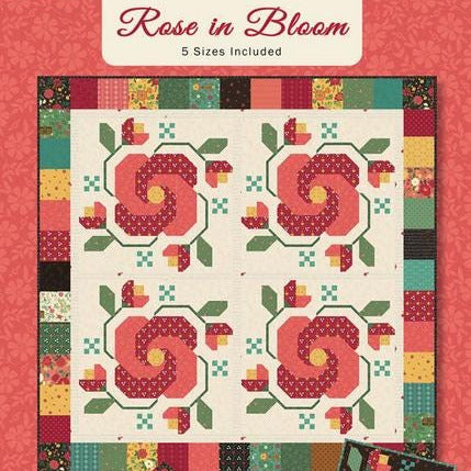 Rose in Bloom Quilt Pattern, Anka's Treasures ANK364, Fat Eighths Quarters Friendly Roses Flowers Table Quilt Pattern
