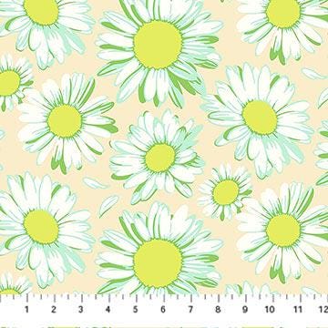 Daisy Crush Tiles, Figo TDAISY42-10, 10" Precut Pink Orange Green Teal Floral Layer Cake Fabric Squares, Heather Bailey