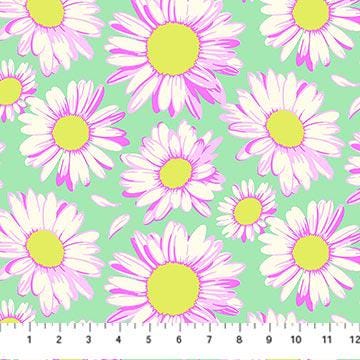 Daisy Crush Tiles, Figo TDAISY42-10, 10" Precut Pink Orange Green Teal Floral Layer Cake Fabric Squares, Heather Bailey
