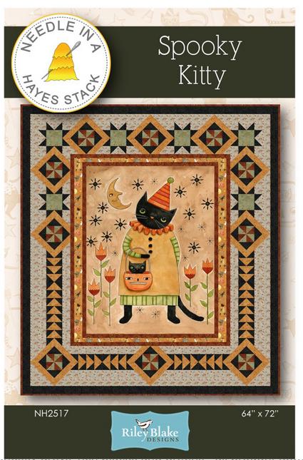 Spooky Kitty Panel Frame Quilt PATTERN, Needle in a Hayes Stack PTN2517, 36" Fabric Panel Friendly Throw Quilt Pattern