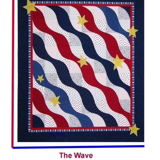 The Wave Quilt Pattern, The Sweet Tea Girls STG0040, Yardage Friendly Stars Stripes Patriotic Applique Lap Throw Quilt Pattern