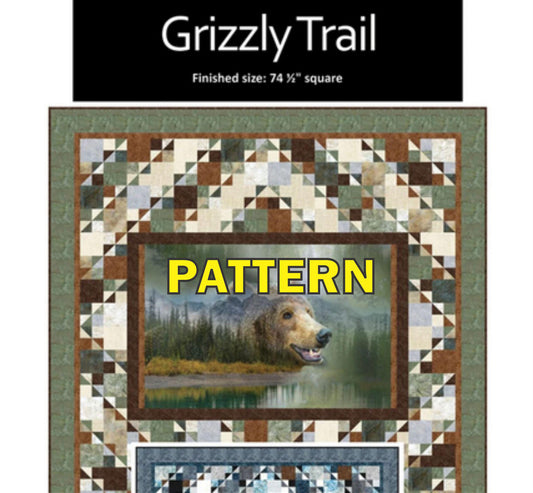 Grizzly Trail Horizontal or Vertical Panel Frame Quilt Pattern, Quilt Boss QBOSS-3951, Square Panel Friendly Throw Quilt Pattern