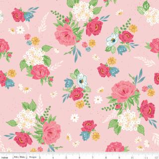 Correspondence 5" Stacker, Riley Blake 5-17560-42, 5" Precut Blue Green Pink Floral Fabric Squares, Beverly McCullough