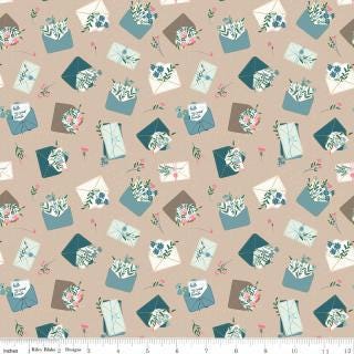 Correspondence 5" Stacker, Riley Blake 5-17560-42, 5" Precut Blue Green Pink Floral Fabric Squares, Beverly McCullough