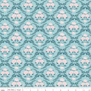 Correspondence 5" Stacker, Riley Blake 5-17560-42, 5" Precut Blue Green Pink Floral Fabric Squares, Beverly McCullough
