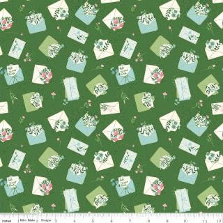 Correspondence 5" Stacker, Riley Blake 5-17560-42, 5" Precut Blue Green Pink Floral Fabric Squares, Beverly McCullough
