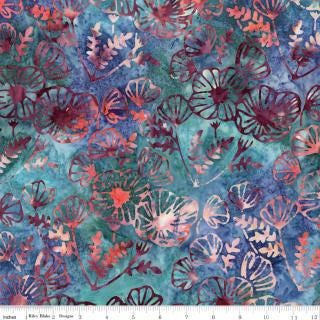 Expressions Batiks Poppy Seeds 5" Stacker, Riley Blake 5-23595-42, 5" Precut Pink Orange Teal Brown Batik Fabric Squares