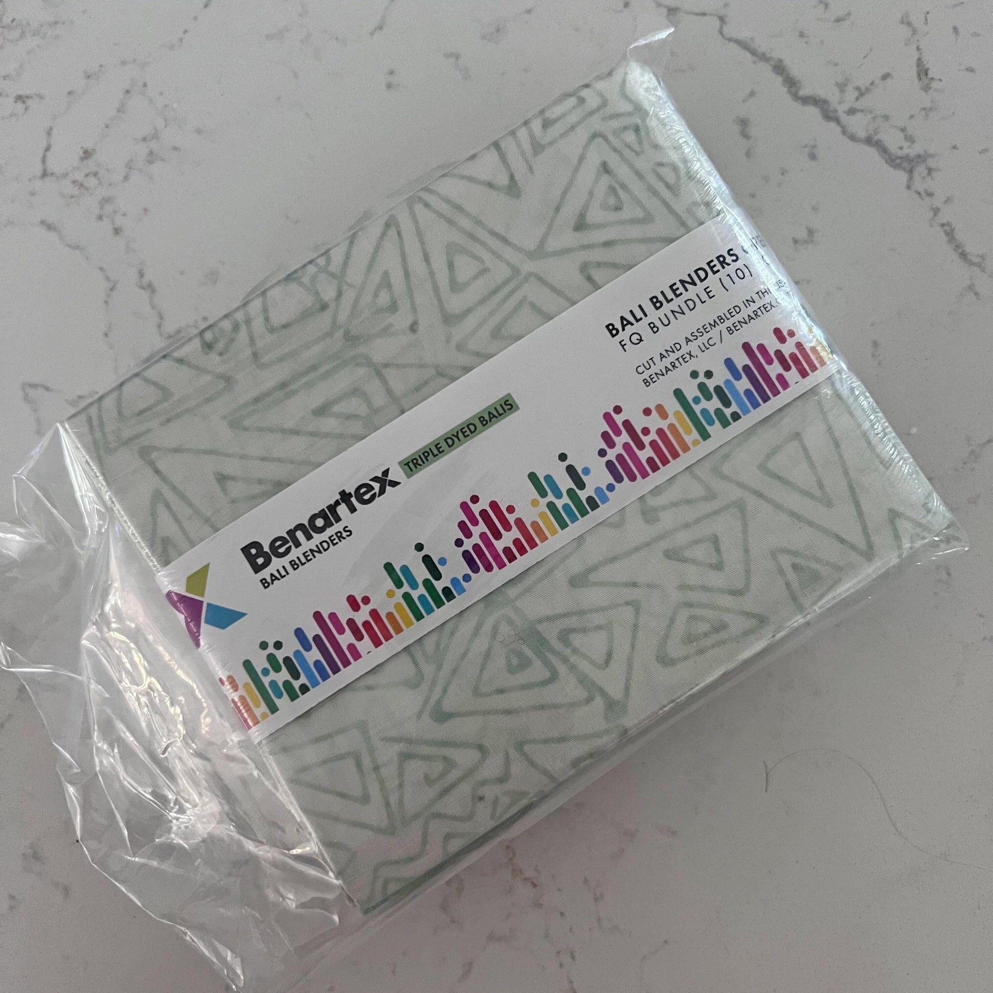Bali Blenders Green - 10 Piece Fat Quarter Bundle, Benartex BBGRNPK, 18 x 22 Green Blue White Batik Fabric, Stash Builder Fabric Bundle