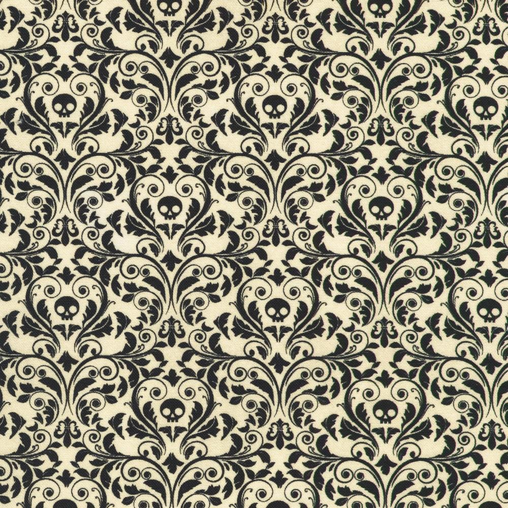 Ravenwood 5" Halloween Charm Squares, Robert Kaufman CHS-1394-42, 5" Precut Halloween Crows Skulls Floral Fabric Squares