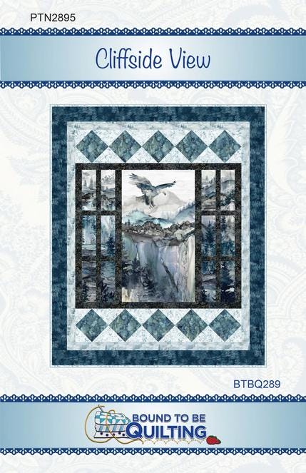 Cliffside View Panel Frame Quilt Pattern, Bound to Be Quilting BTBQ289 PTN2895, 24" Panel Friendly Window Frame Lap Throw Quilt Pattern